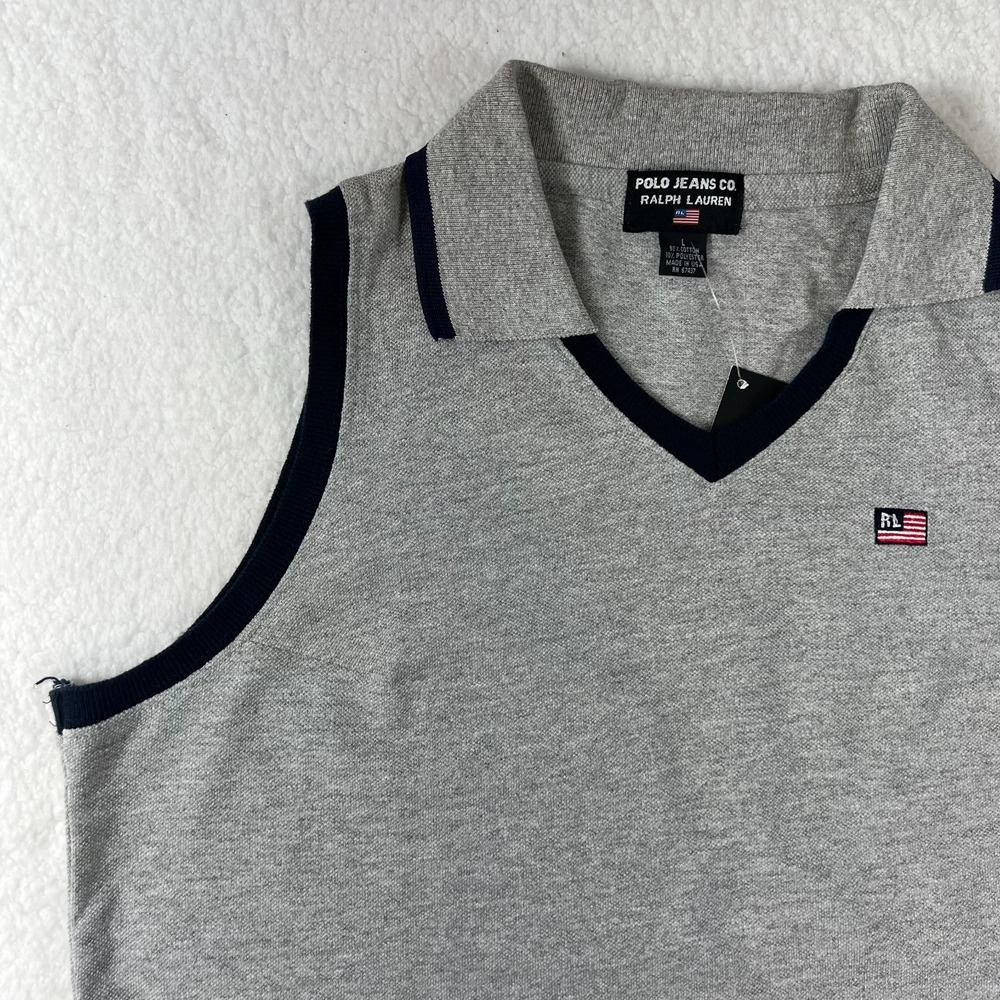Polo Jeans Co. Made in USA Sleeveless Polo Dress Gray Women's‎ Size L VTG NMT - Picture 5 of 9